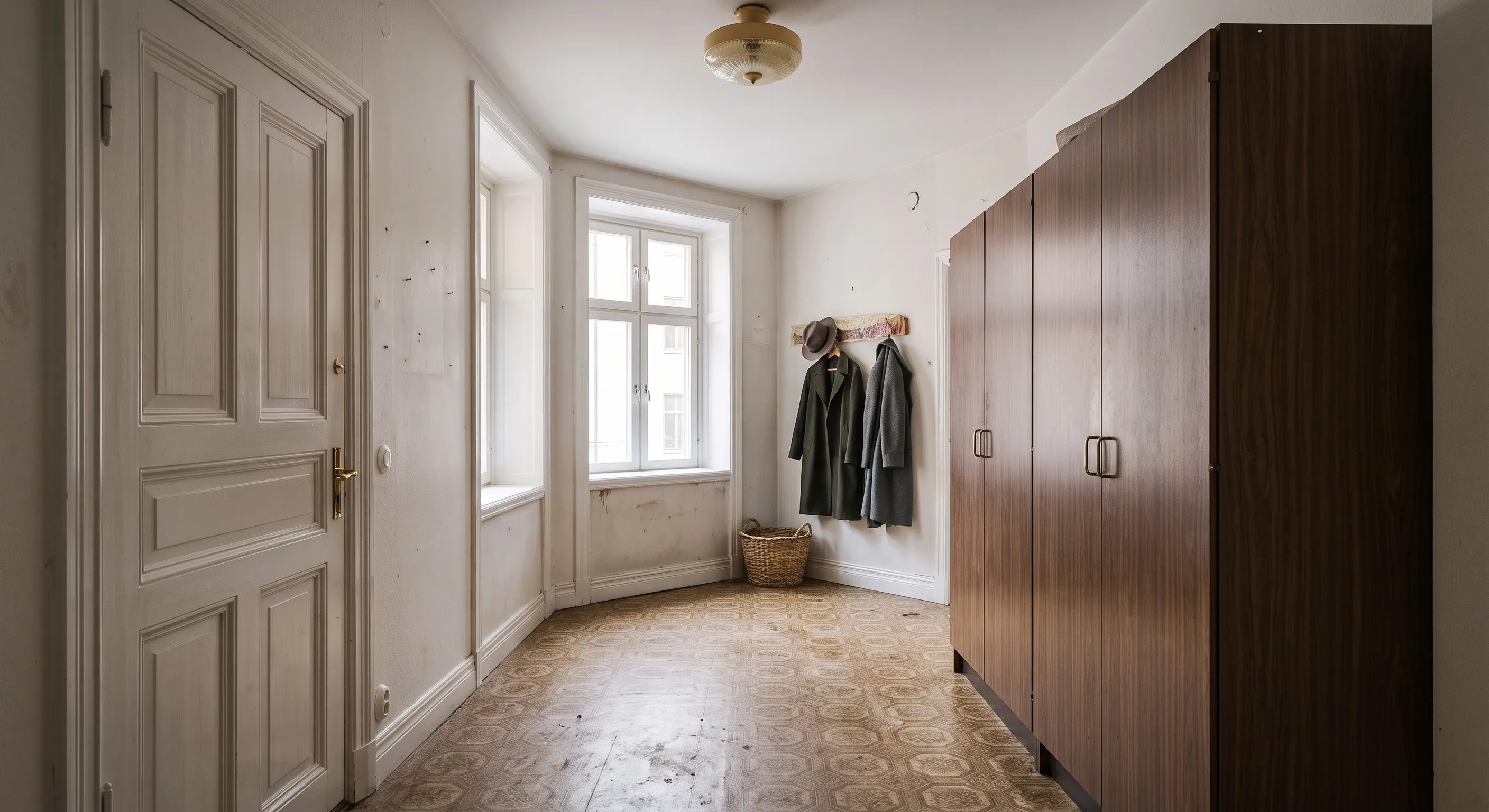 Platsbyggd förvaring och hallrenovering, före renovering
